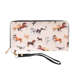 AWST International AWST Lila Horse All Over Zippered Wallet W/ Wristlet