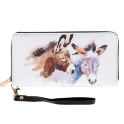 AWST International AWST Pair Of Donkeys Zippered Wallet W/ Wristlet