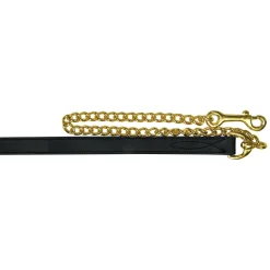 Connemara Leather Lead W/ 61 cm Brass Chain - Black