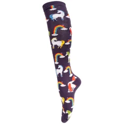 Four White Socks Rainbow Horses Knee High Socks