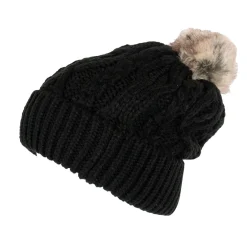 Heat Holders Brina Solid Cable Knit Roll Up Hat W/ Pom Pom