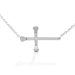 Kelly Herd Horizontal Pavé Horseshoe Nail Cross Necklace