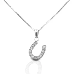 Kelly Herd Large Clear Dangle Horseshoe Necklace