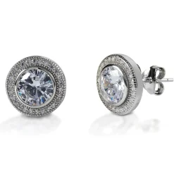 Kelly Herd Round Bezel Set Pavé Earrings