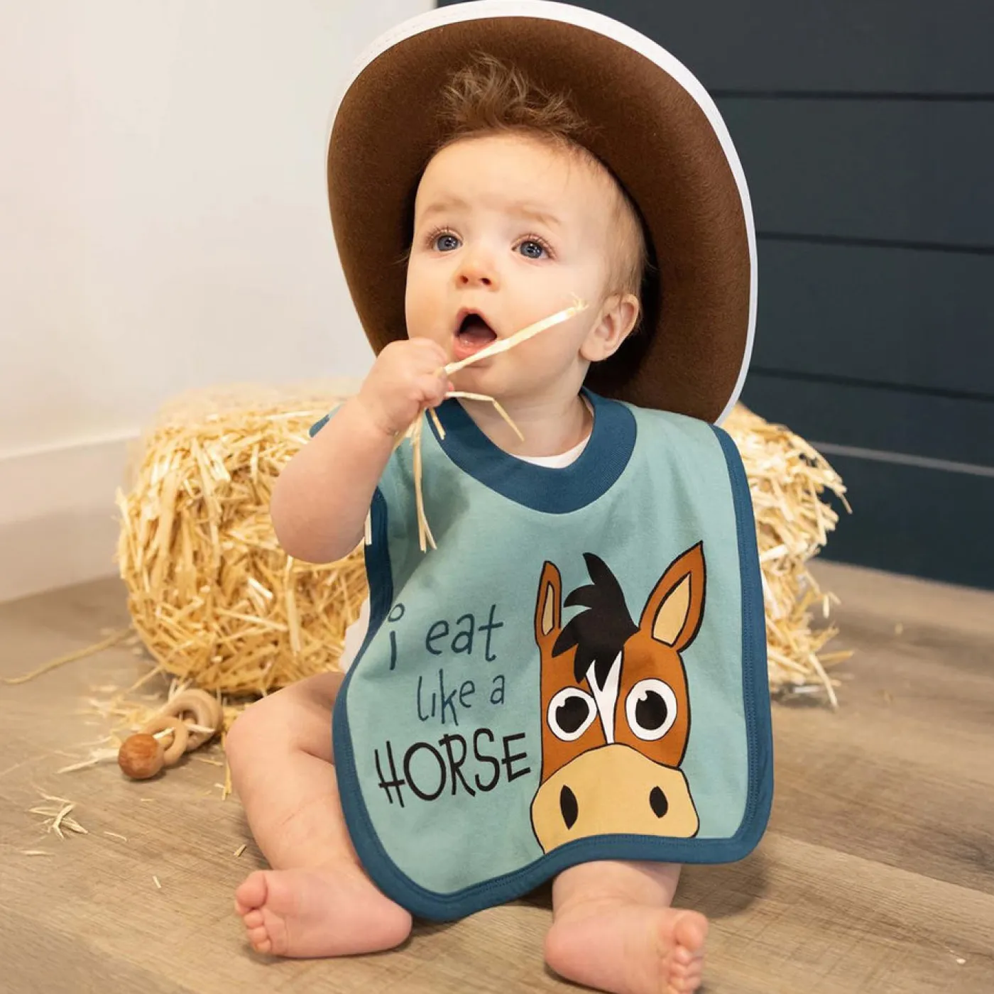 Lazy One I Eat Like A Horse Infant Bib