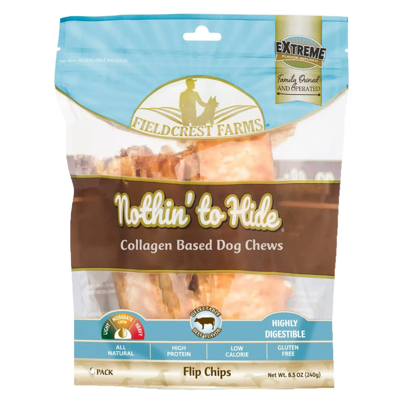 Nothin' to Hide Beef Flip Chips Dog Chews - 8 Pack