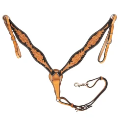 Tough1 Royal King Flared Two Tone Floral Cowhide Breast Collar