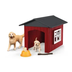 Schleich Farm World Dog Kennel W/ Golden Retrievers